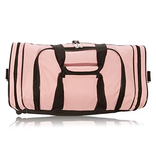 17" Womens Duffle Bag in Pink and Black