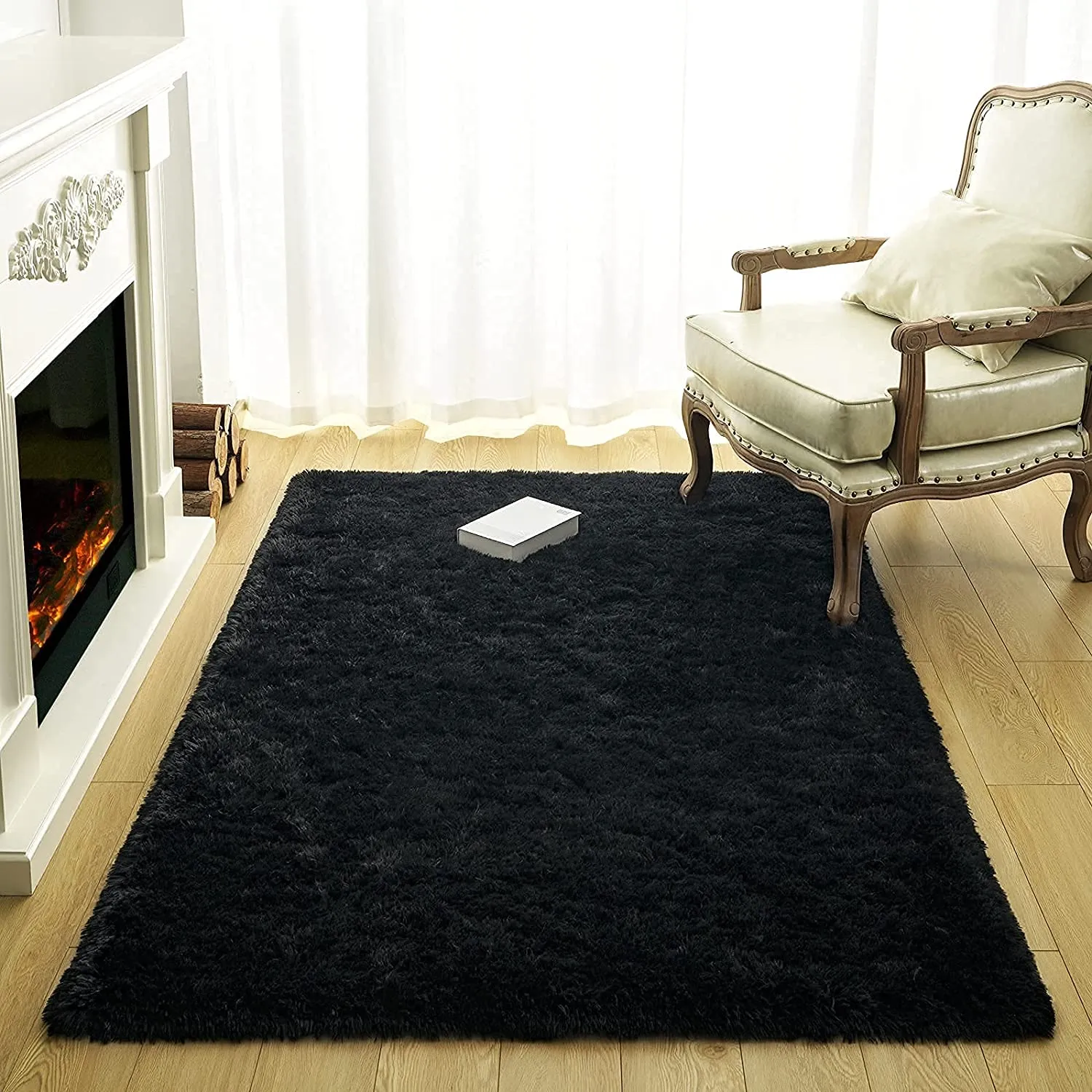 Area rugs for living room, fluffy 3 x 5 carpet