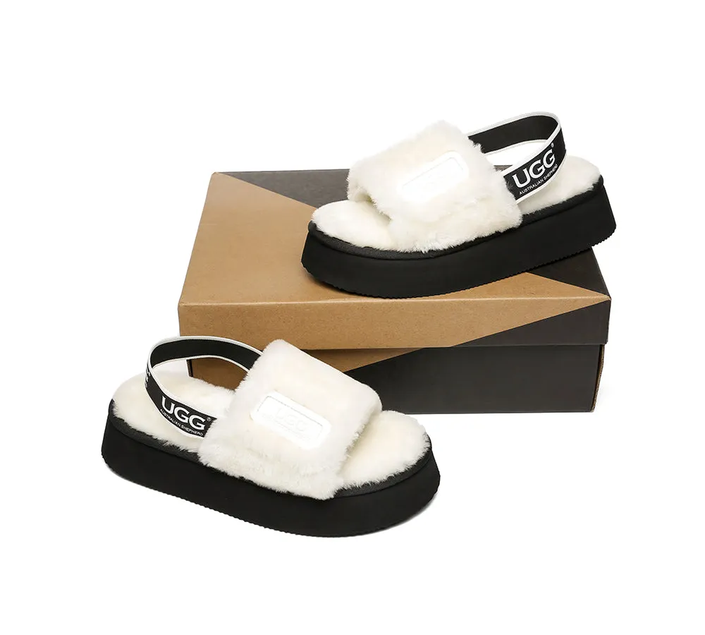 AUSTRALIAN SHEPHERD® UGG Women Slingback Platform Fluffy Slides Poppin