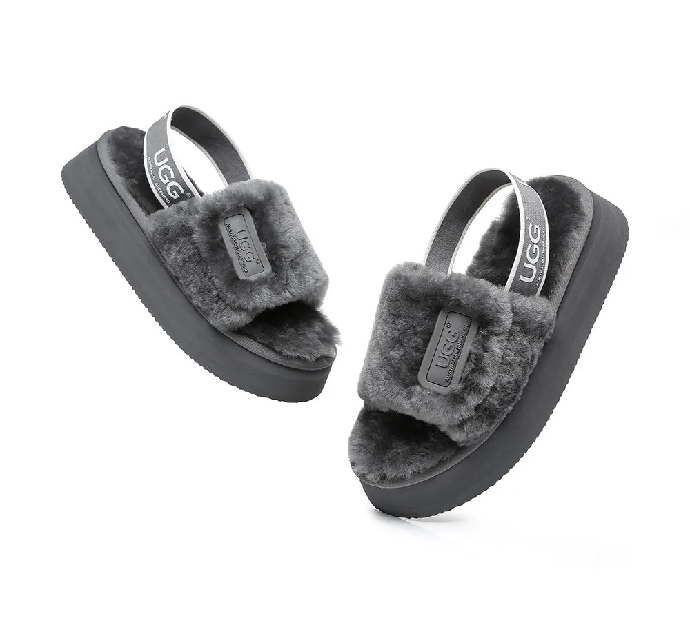 AUSTRALIAN SHEPHERD® UGG Women Slingback Platform Fluffy Slides Poppin