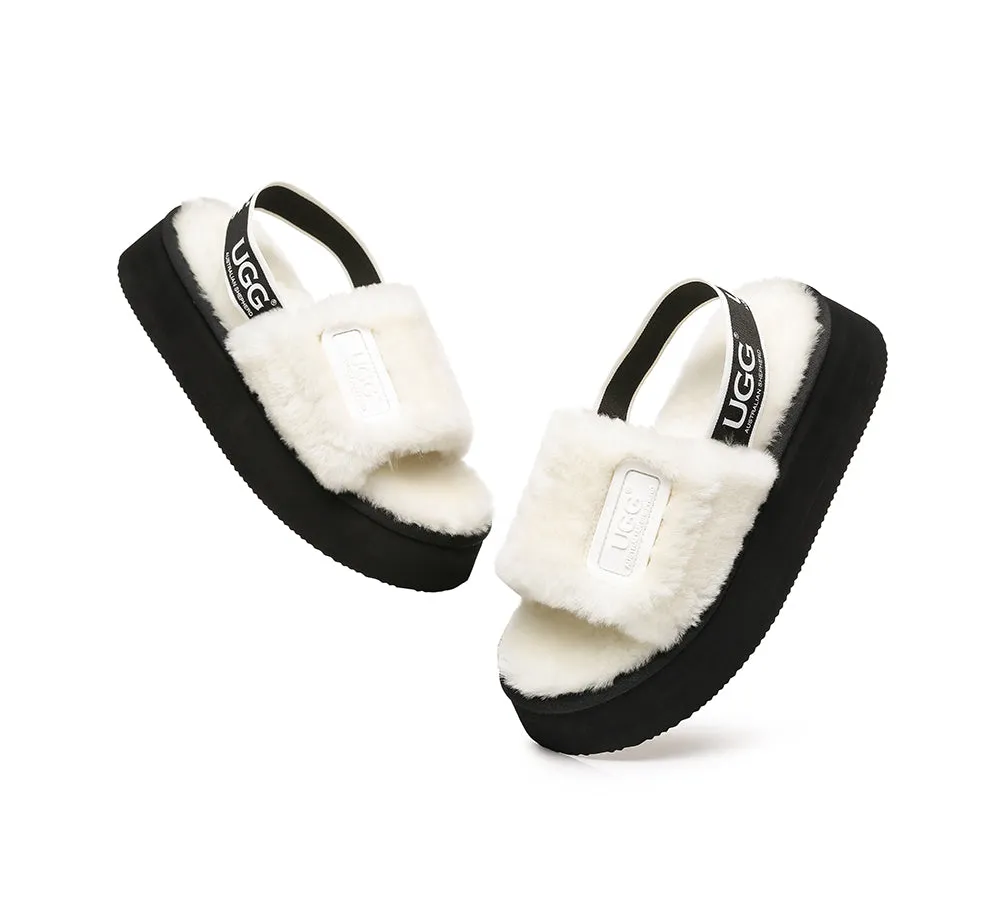 AUSTRALIAN SHEPHERD® UGG Women Slingback Platform Fluffy Slides Poppin