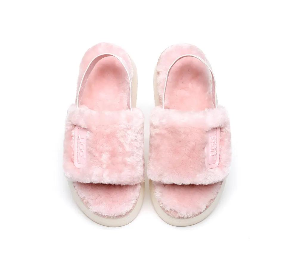 AUSTRALIAN SHEPHERD® UGG Women Slingback Platform Fluffy Slides Poppin