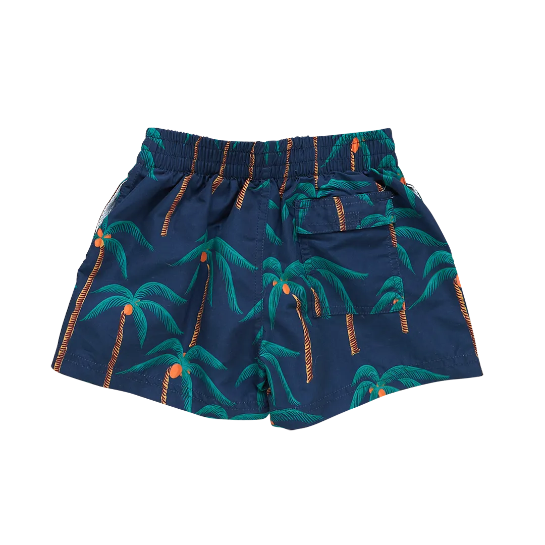 Baby Boys Swim Trunk - Navy Palm Trees