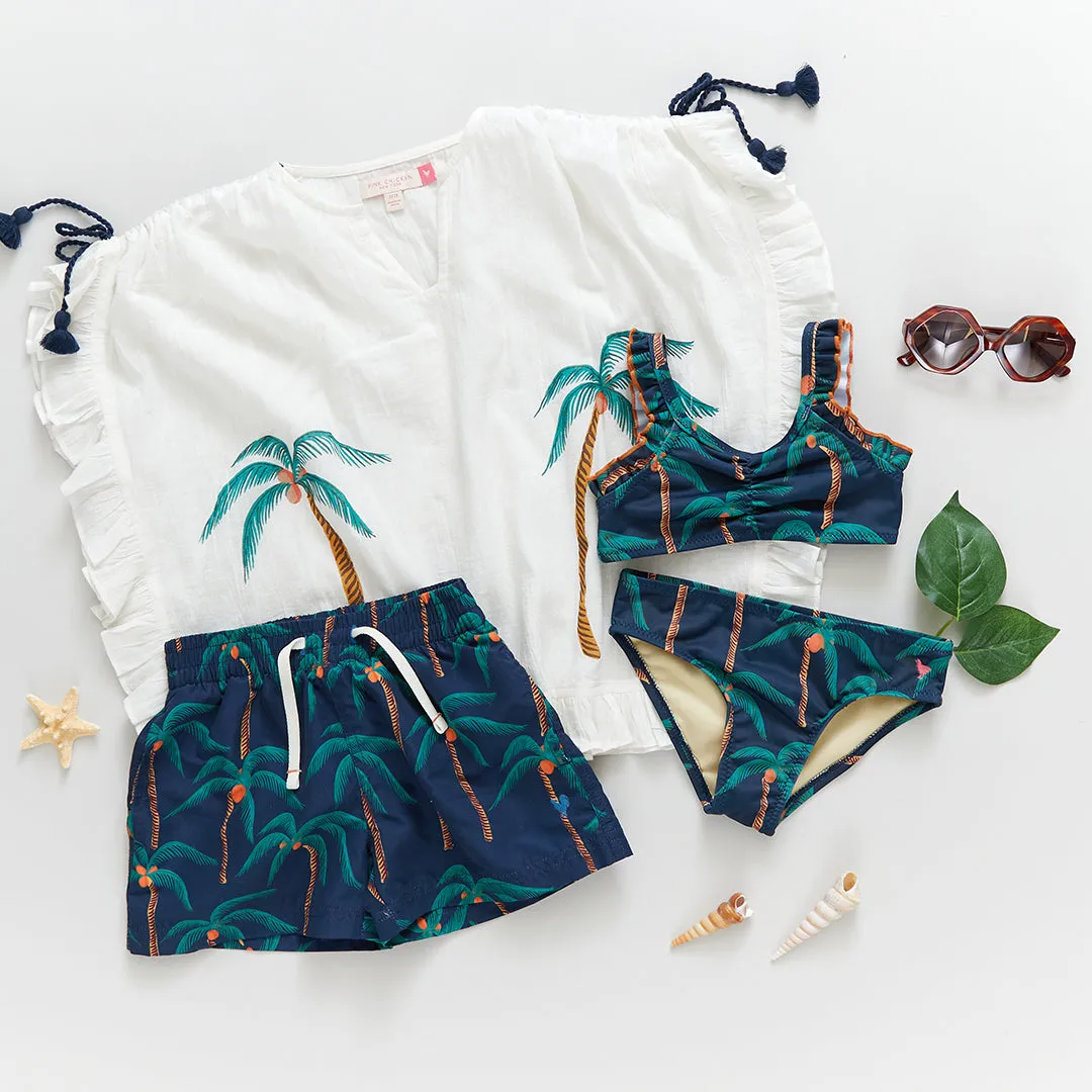 Baby Boys Swim Trunk - Navy Palm Trees