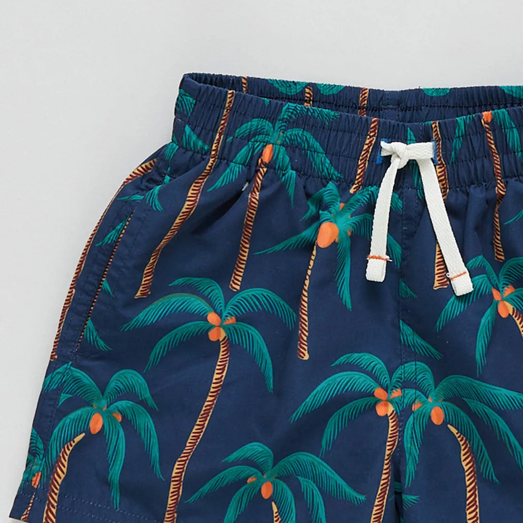 Baby Boys Swim Trunk - Navy Palm Trees