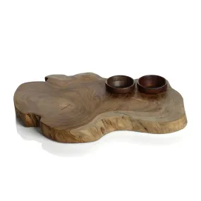 BALI TEAK ROOT SERVING BOARD WITH BOWL