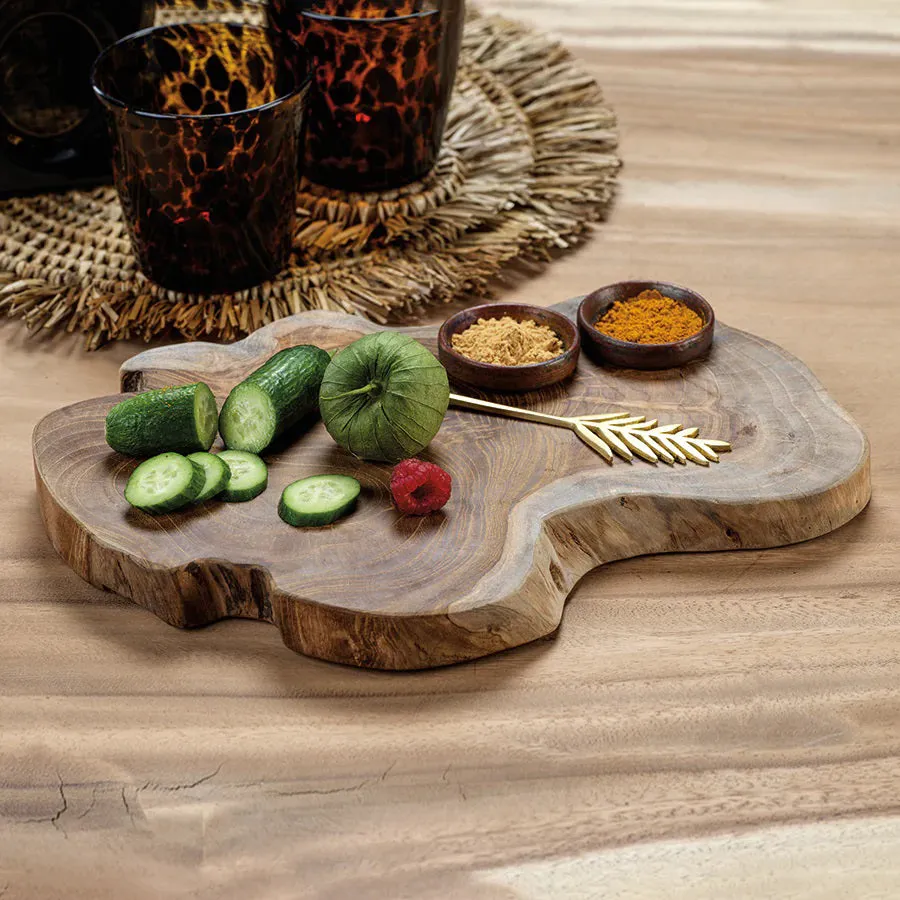 BALI TEAK ROOT SERVING BOARD WITH BOWL