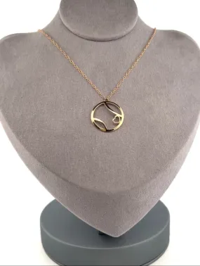 Ball   Heart Solid Gold Necklace