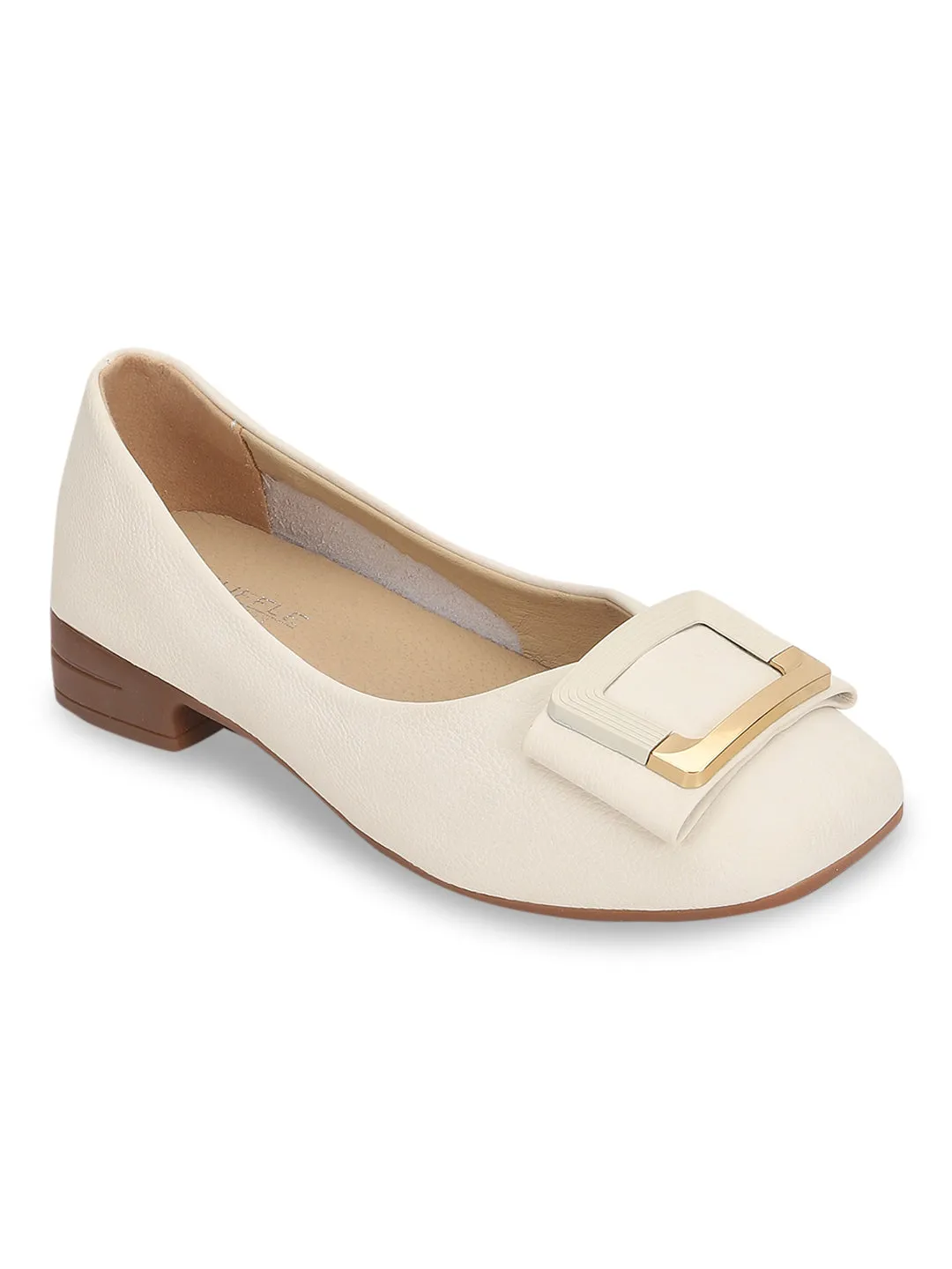 Beige PU Ballerina Flats (TC-RS3632-BEIG)