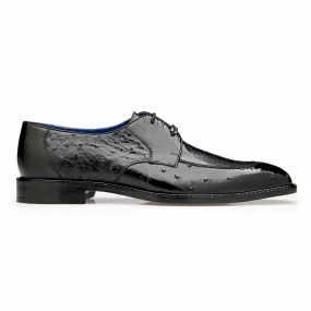 Belvedere Bolero Men's Split-Toe Derby Oxford Black Genuine Ostrich Shoes