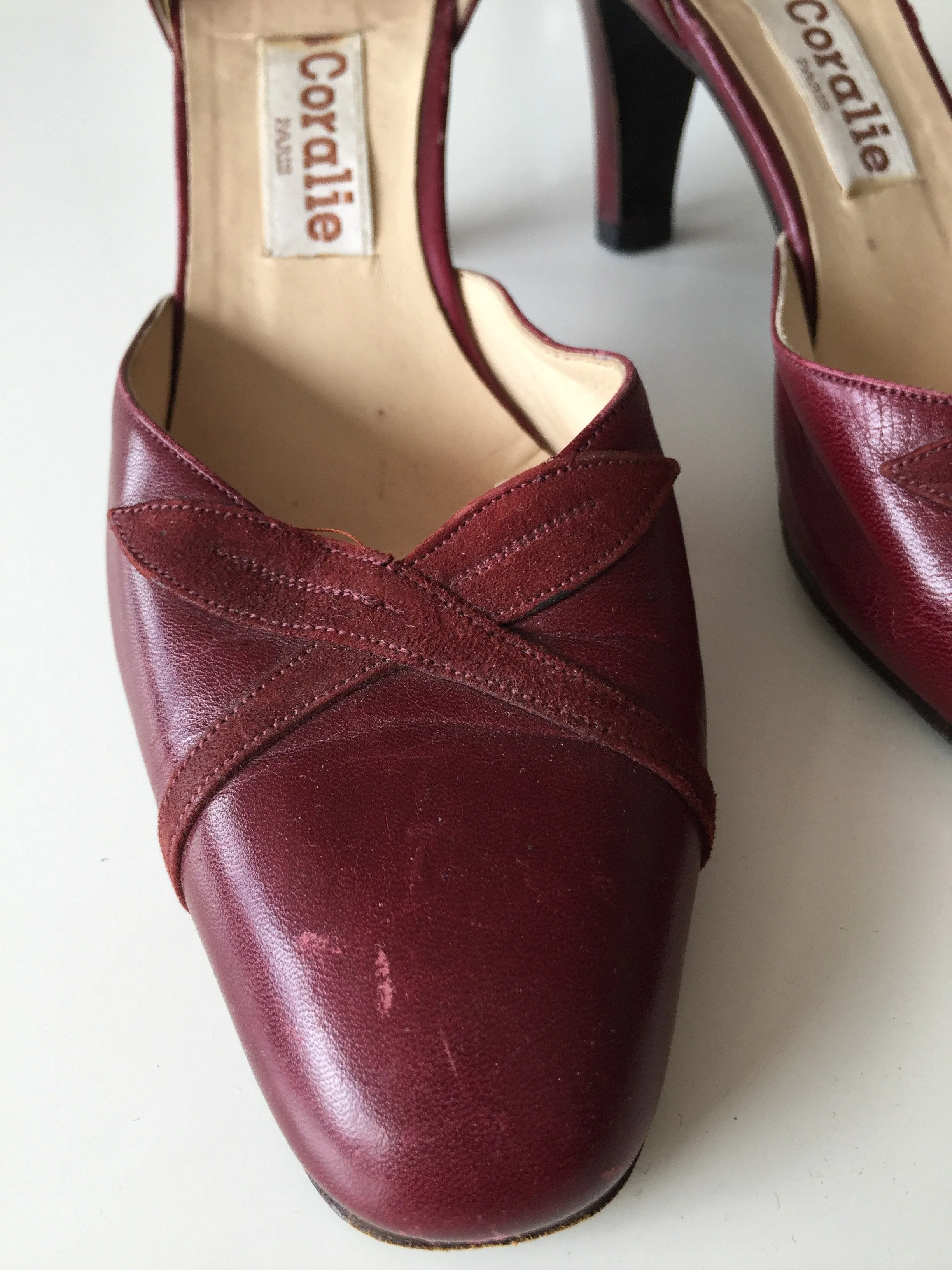 Burgundy Ankel Strap Pumps