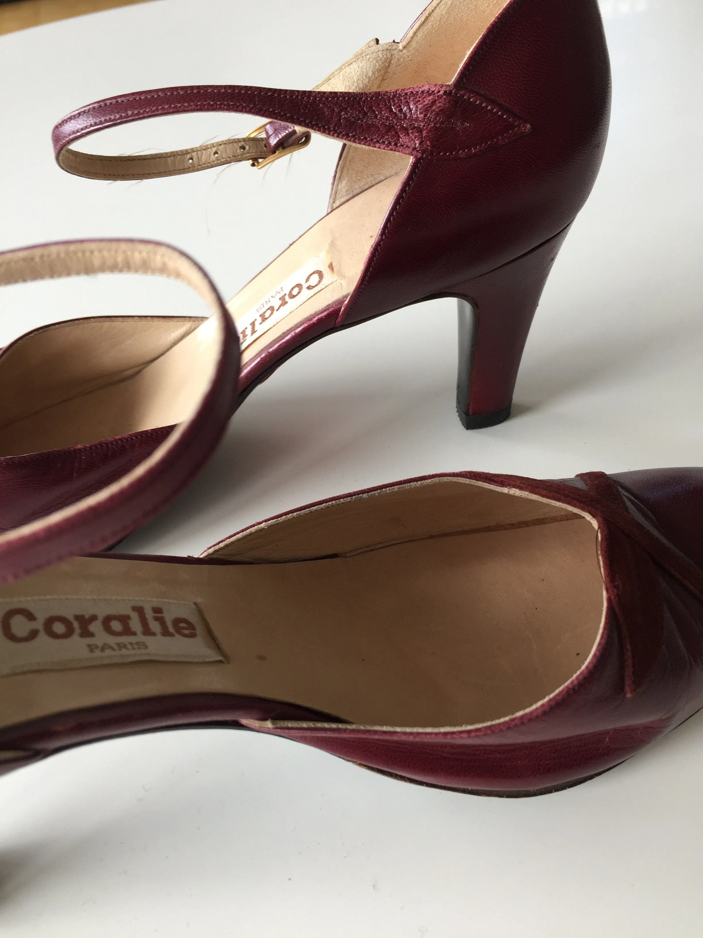 Burgundy Ankel Strap Pumps