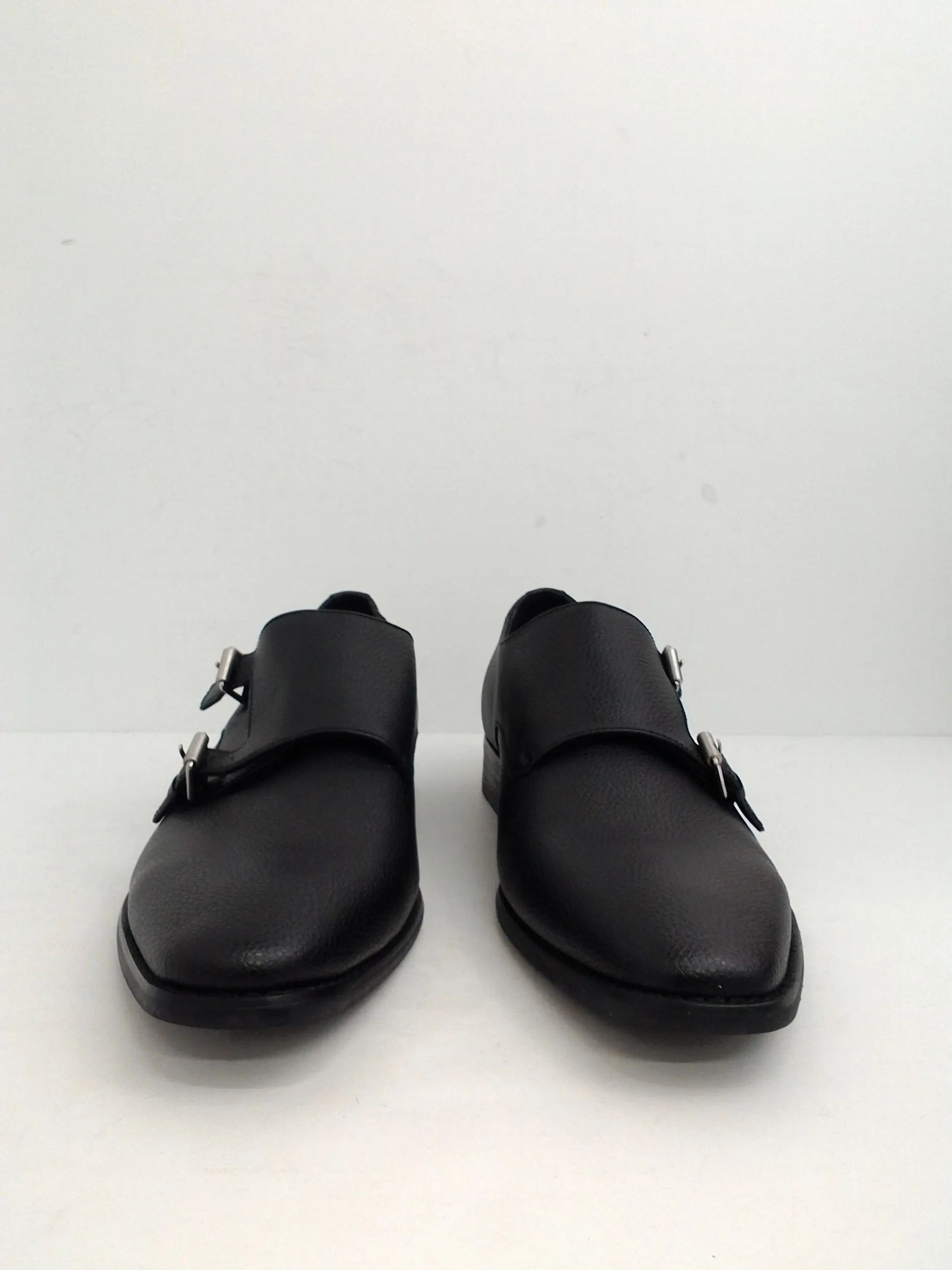 Calvin Klein Men's Double Strap Shoes, Leather, black Size 12 M