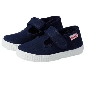 Cienta Velcro T Strap Navy