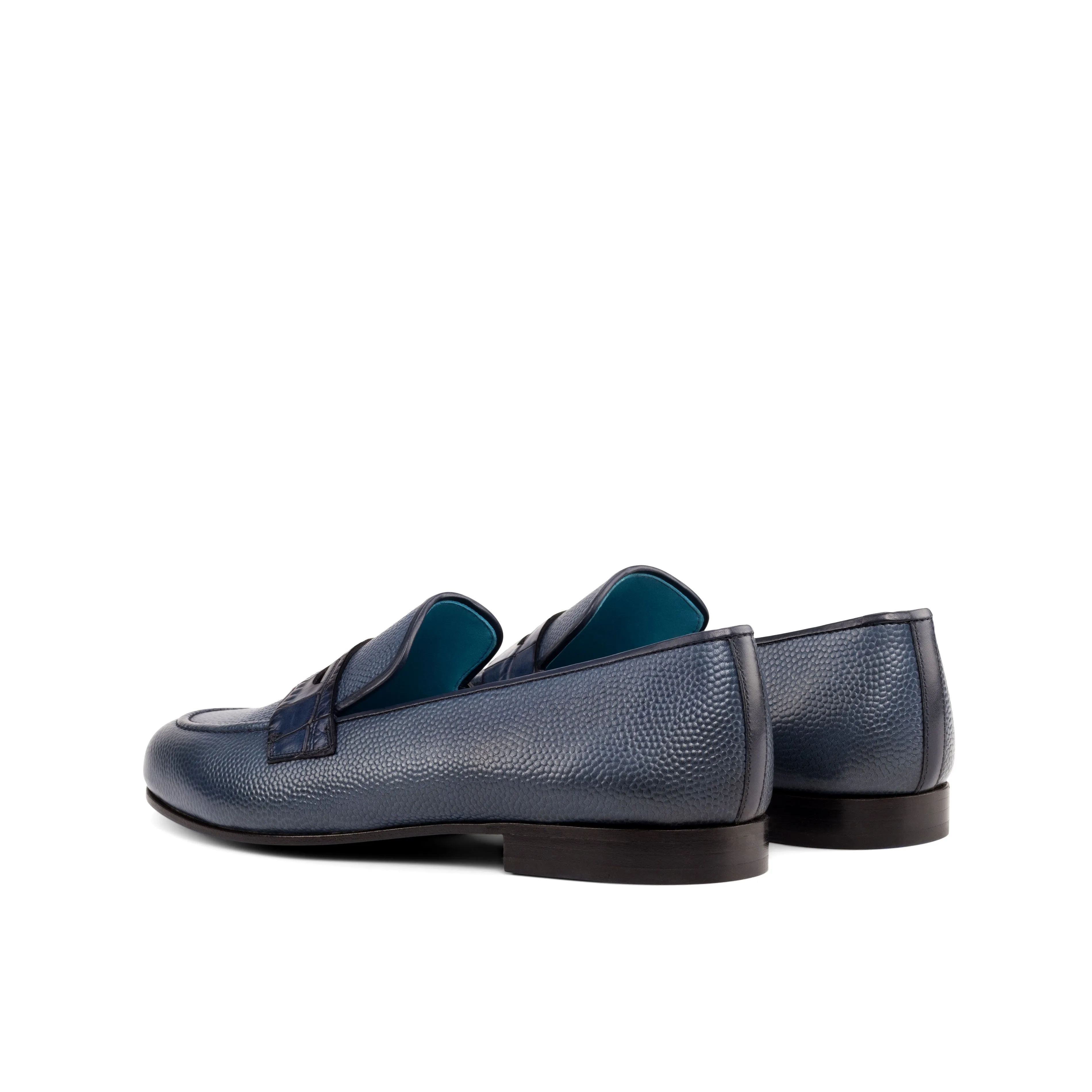 DapperFam Enzo in Navy Men's Italian Pebble Grain Leather Slipper