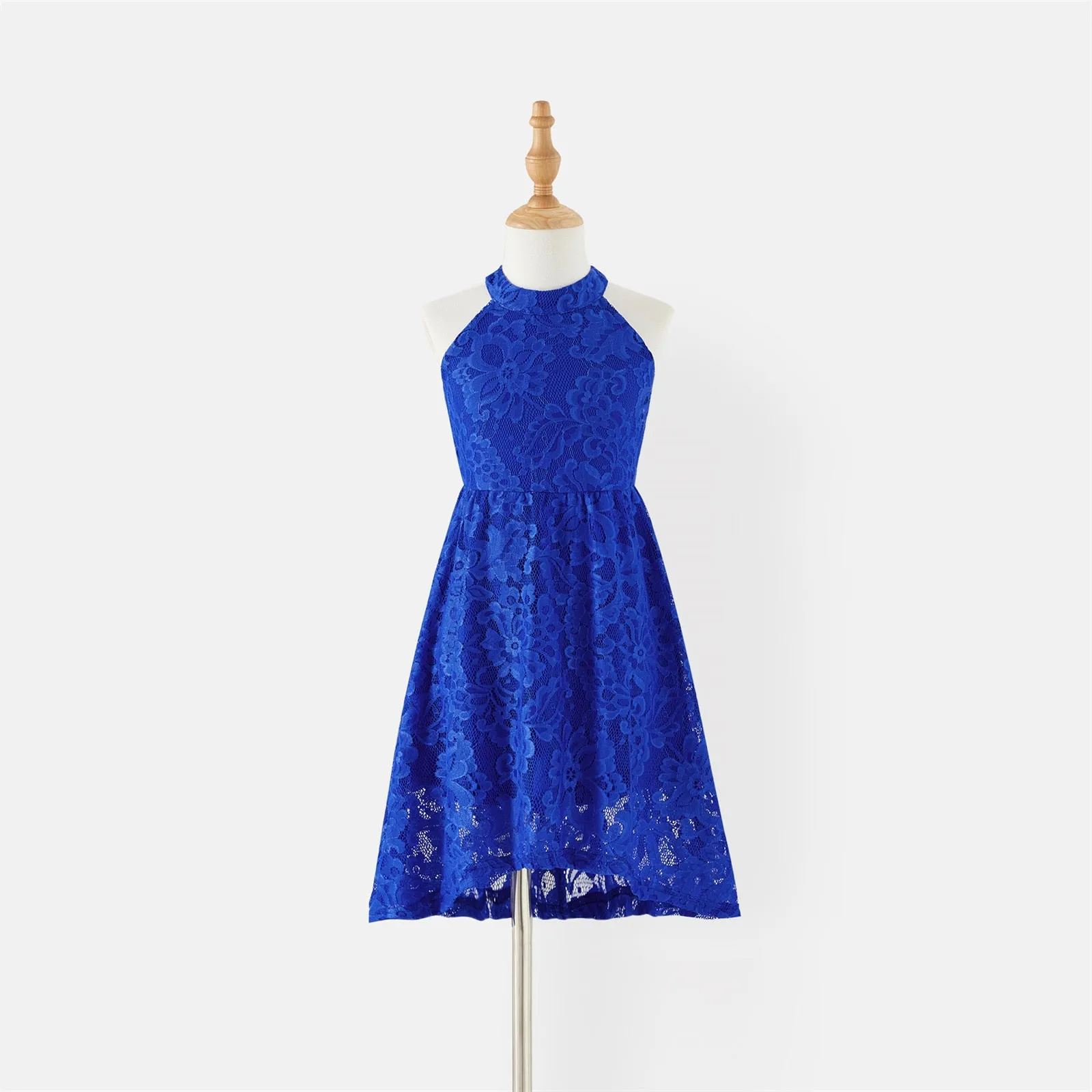 Halter Neckline Guipure Lace Dresses and Cotton T-shirts - Family Matching Outfit