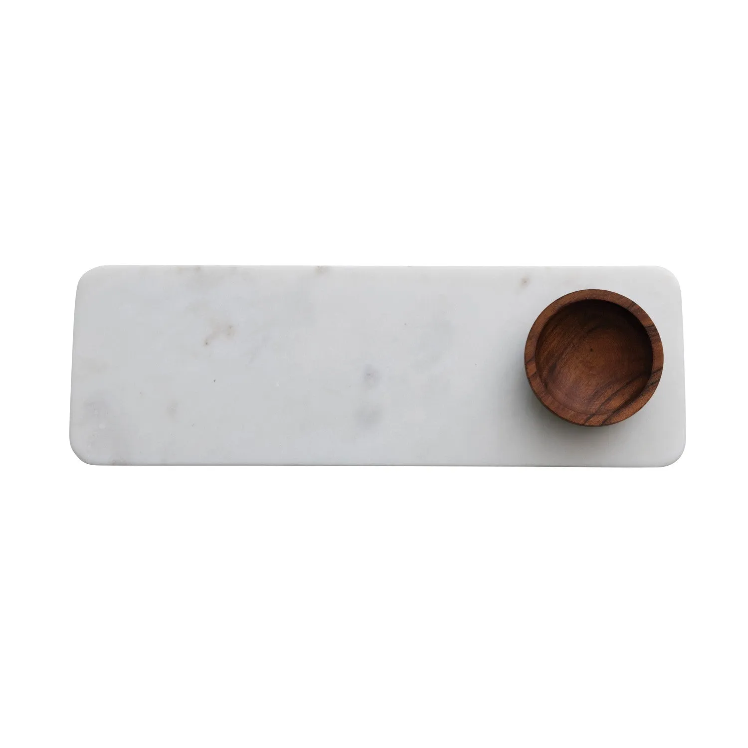 Marble Serving Board w/ Acacia Wood Bowl