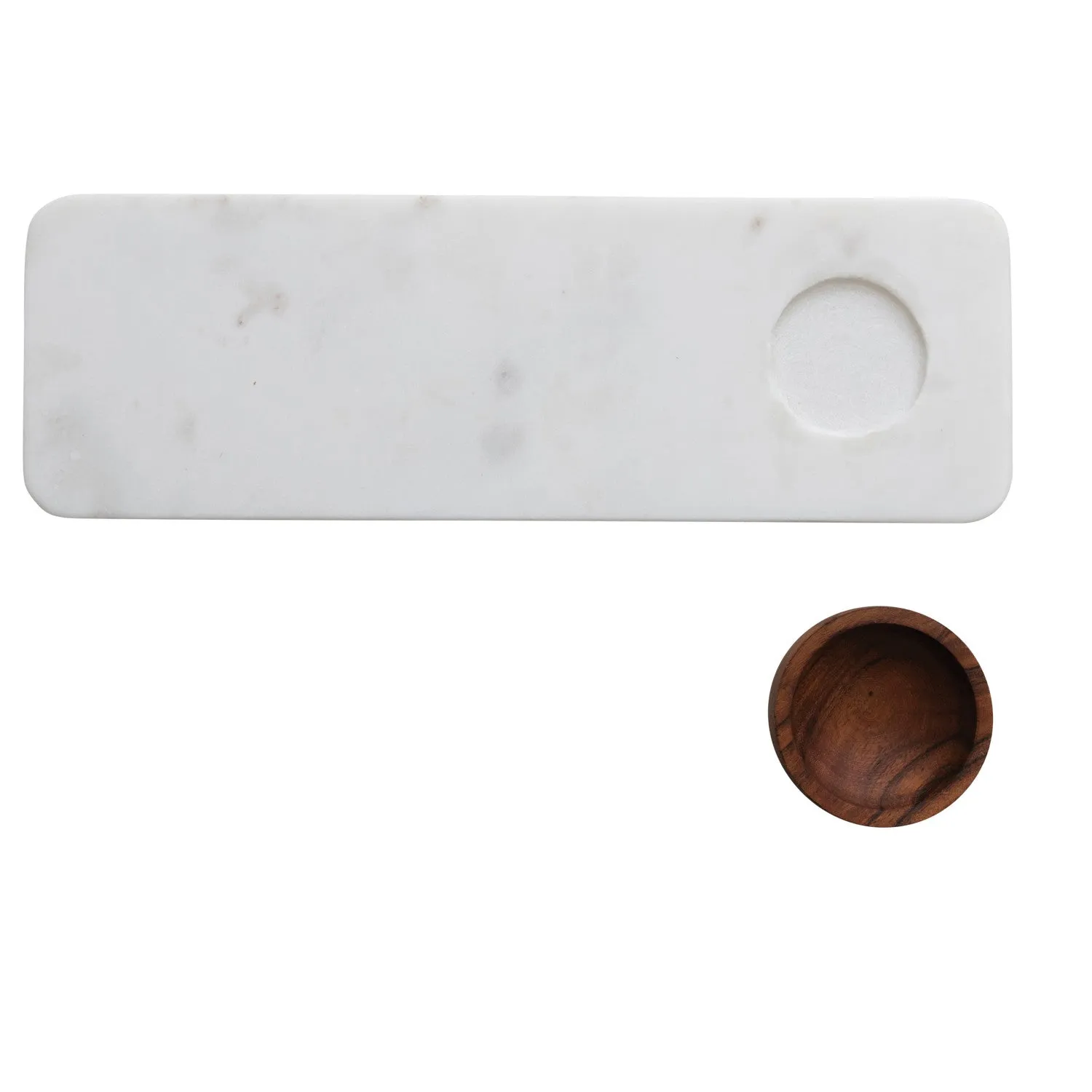 Marble Serving Board w/ Acacia Wood Bowl