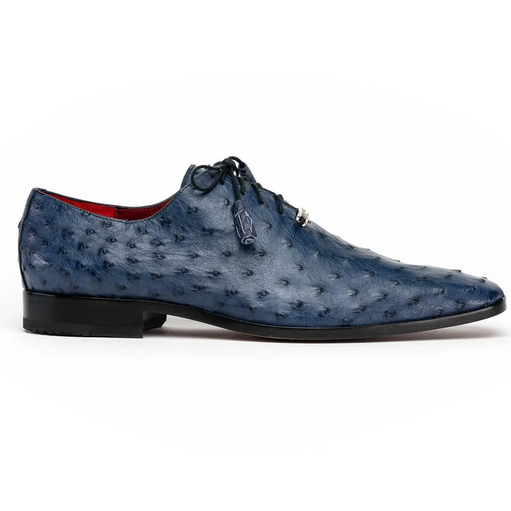 Marco Di Milano Criss Ostrich Navy Tassel Laced Oxford Shoes