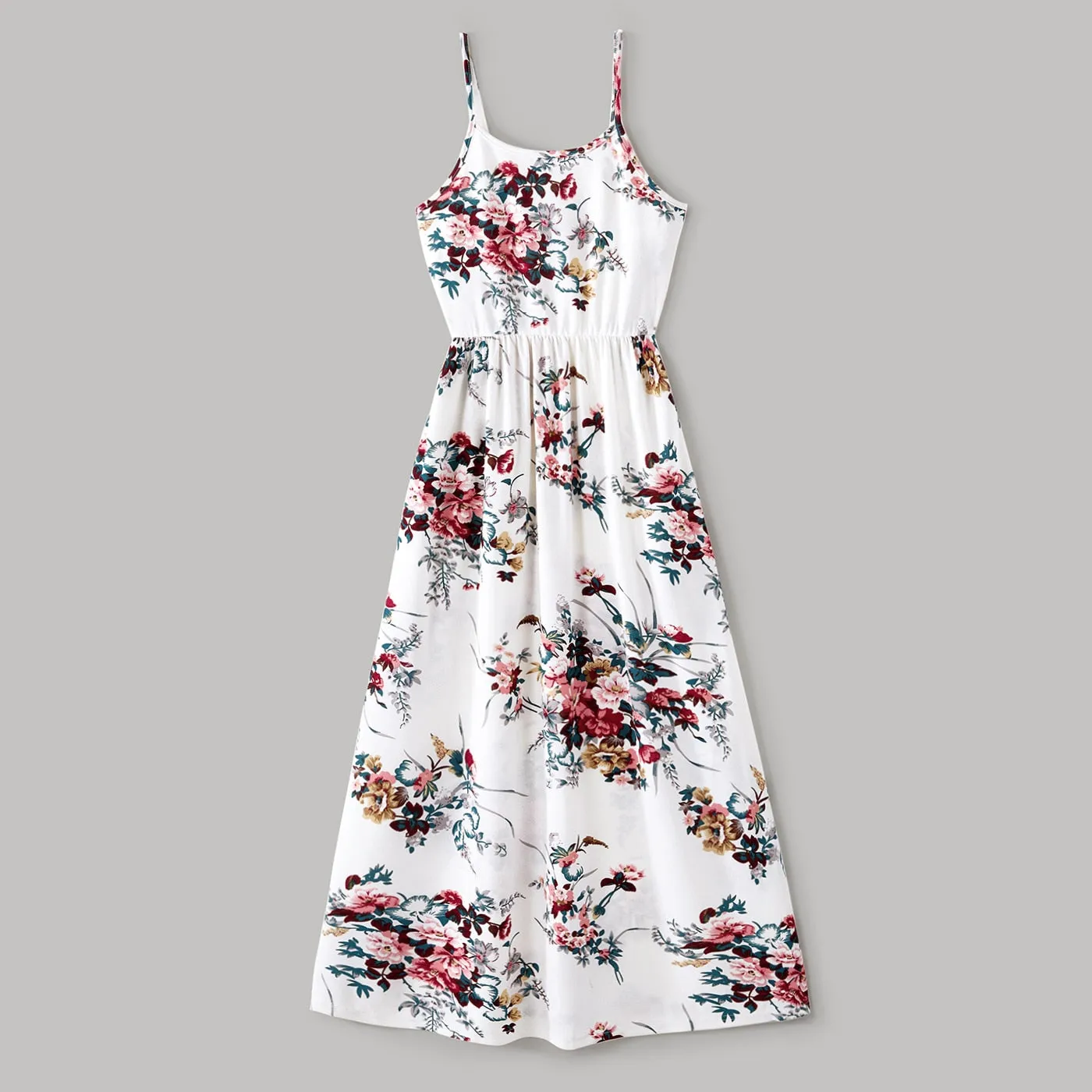 Matching Family Outfit - Floral Print Strap Dresses and T-Shirts Set