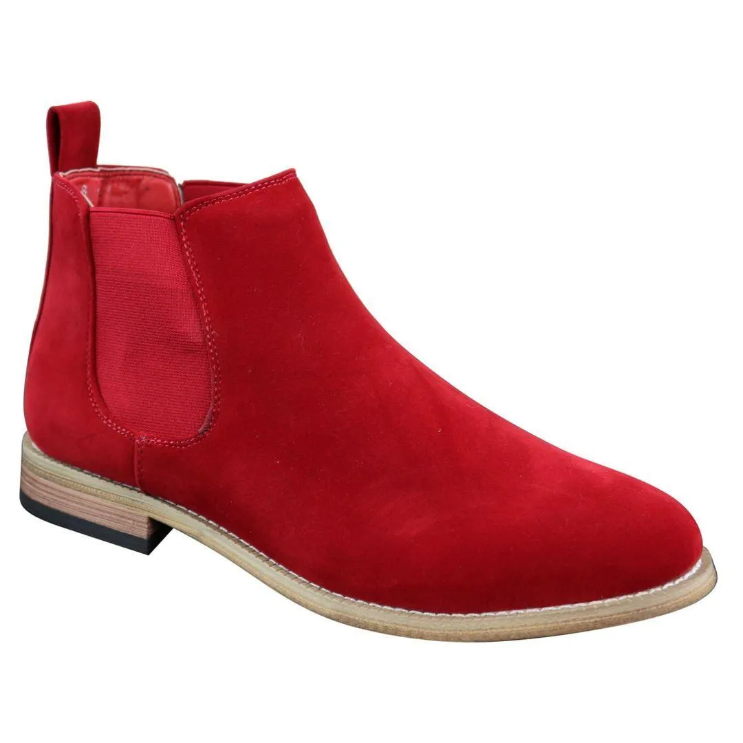 Mens Italian Suede Slip On Ankle Boots Smart Casual Desert Chelsea Dealer