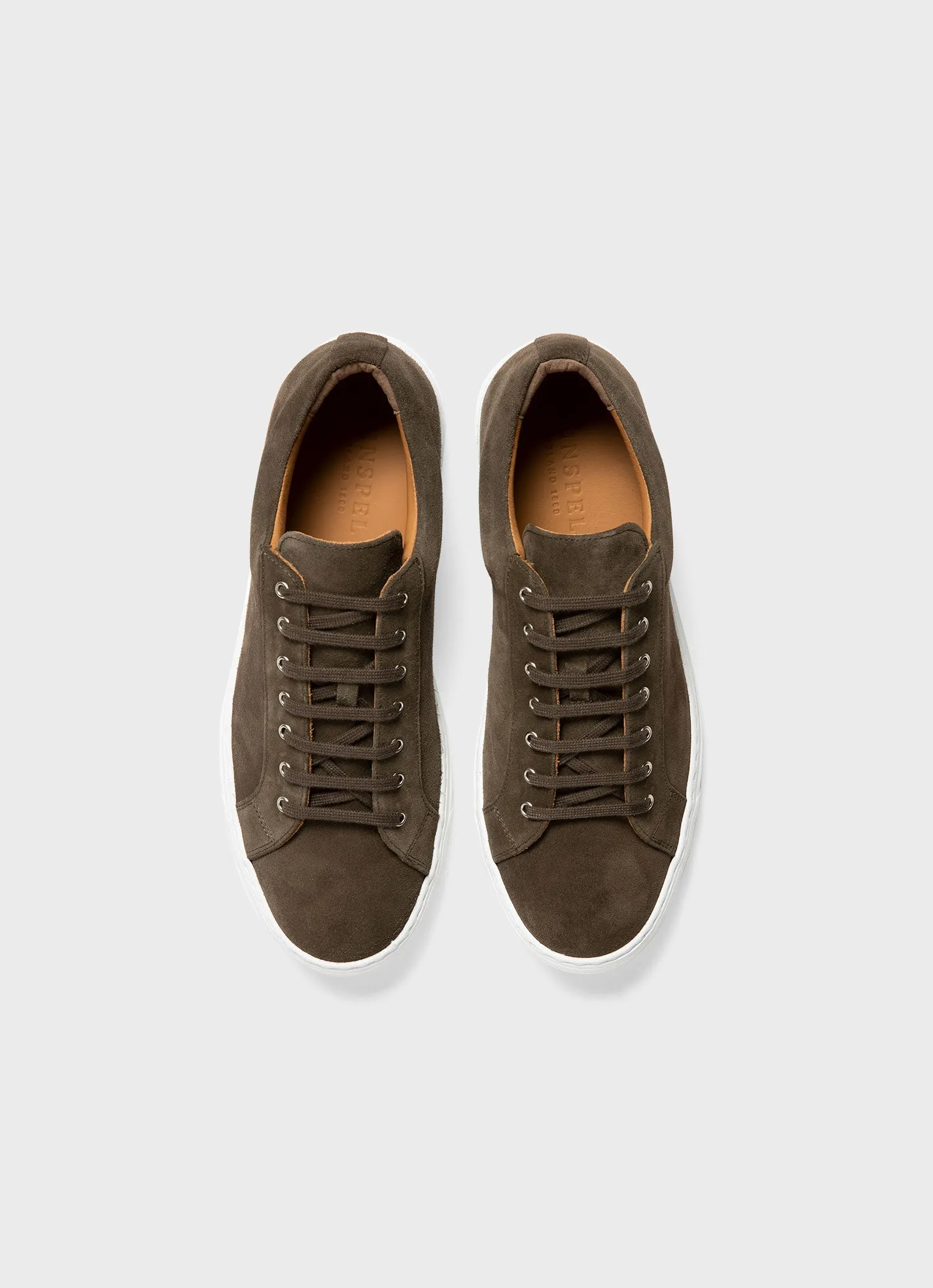 Men's Suede Tennis Shoe in Dark Moss