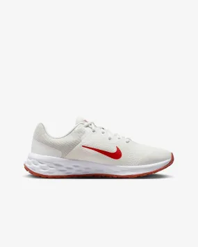 NIKE JUNIOR REVOLUTION 6 ROAD WHITE/RED RUNNING SHOES