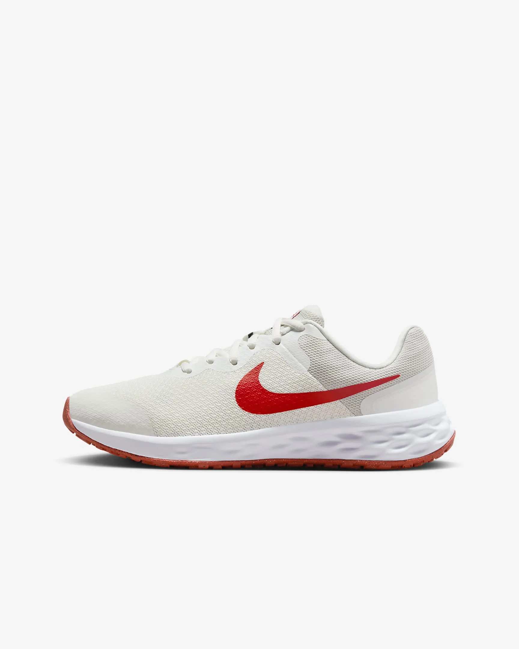 NIKE JUNIOR REVOLUTION 6 ROAD WHITE/RED RUNNING SHOES