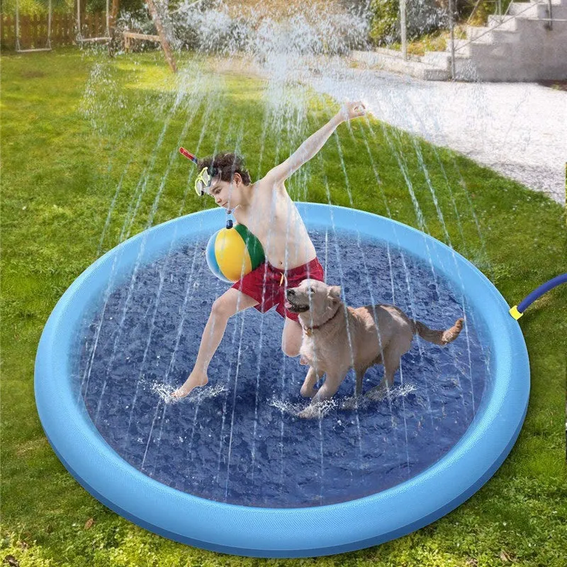 Outdoor Water Pool Fountain Non-Slip Splash Pad For Kids Toys Fun Backyard