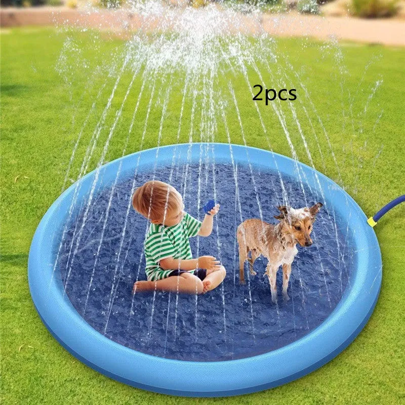 Outdoor Water Pool Fountain Non-Slip Splash Pad For Kids Toys Fun Backyard