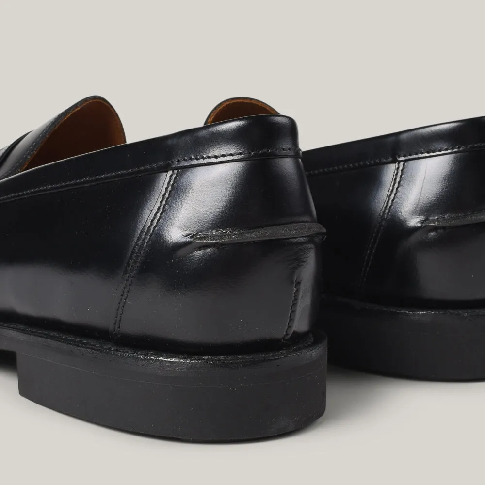 SANDERS BUTTSEAM APRON PENNY LOAFER  - BLACK