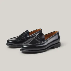 SANDERS BUTTSEAM APRON PENNY LOAFER  - BLACK