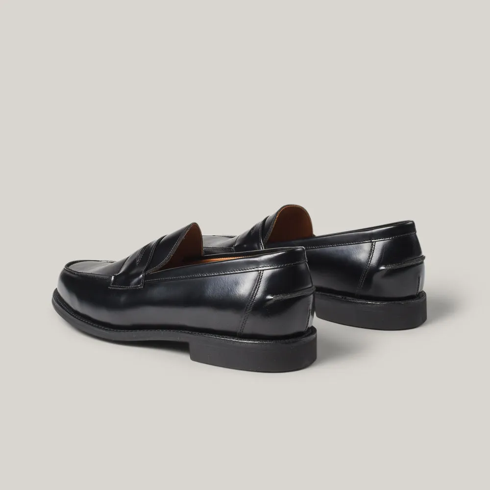 SANDERS BUTTSEAM APRON PENNY LOAFER  - BLACK