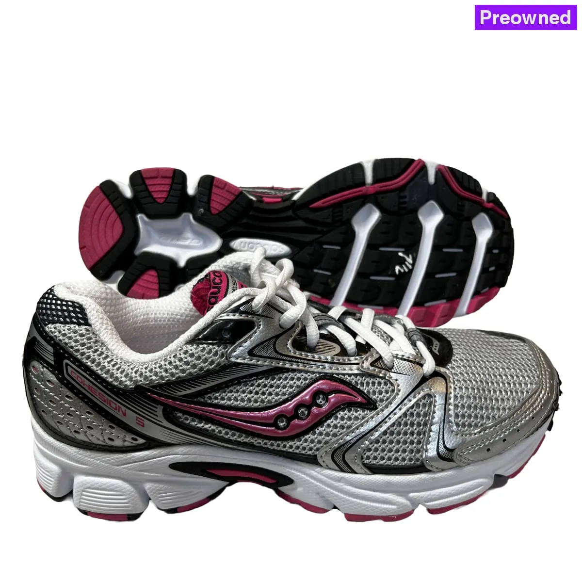 Saucony •Cohesion 5• Running Shoe • Silver/Black/Pink • 7.5 Wide - Preowned