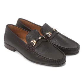 Sigotto Uomo Brown Grain Leather Slip-on with Leather Sole