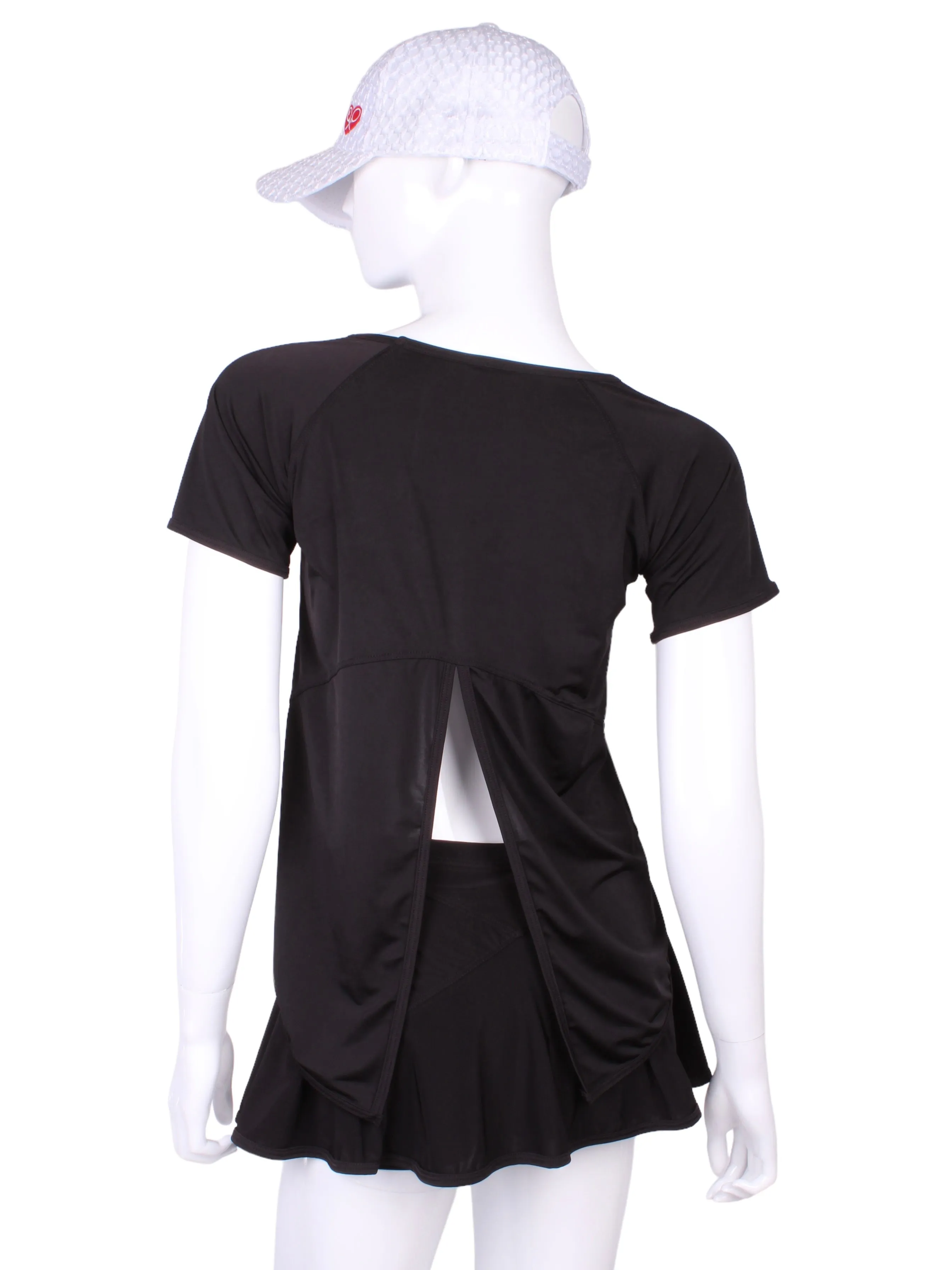 Tie Back Tee Short Sleeve Black