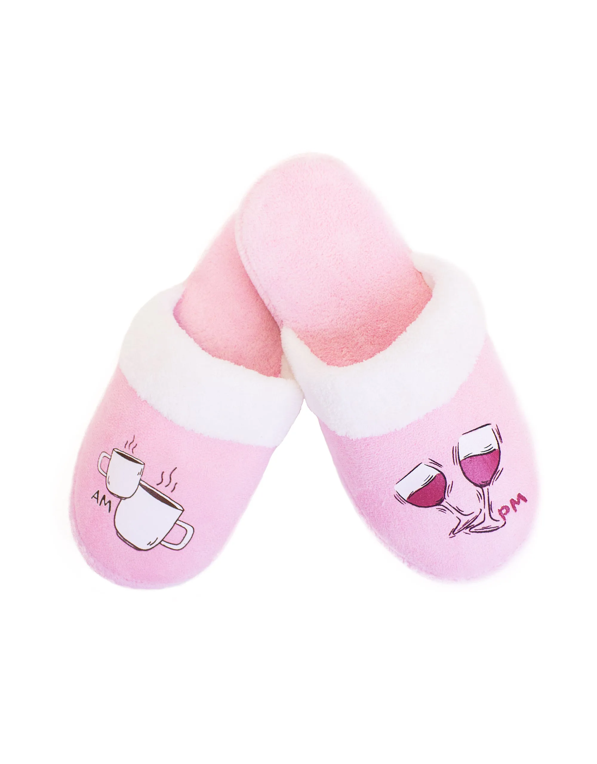 Women's AM Coffee/PM Wine Slippers-Light Pink