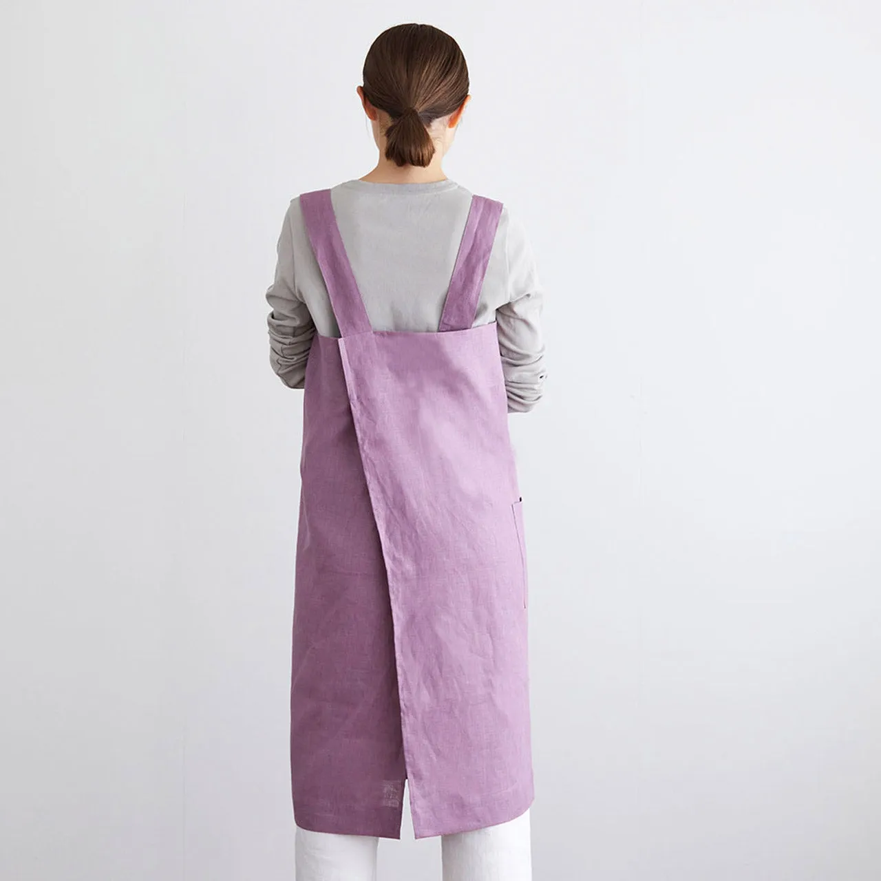 Women's Linen Square Cross Apron - Chelsea Pink